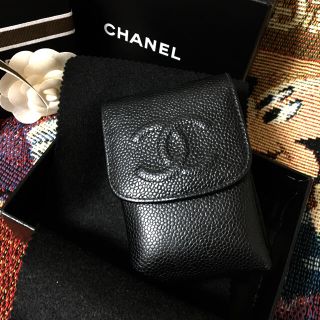 シャネル(CHANEL)の専用  ココマーク キャビアスキン シガレットケース  美品 ブラック正規(タバコグッズ)