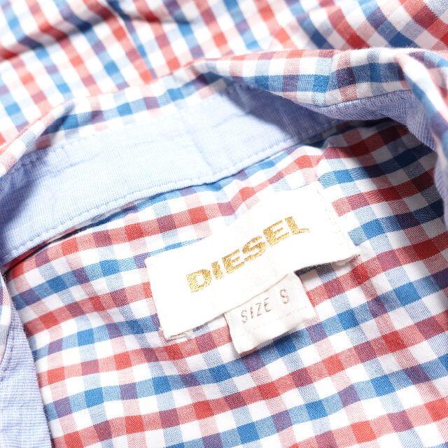 DIESEL(ディーゼル)のDIESEL　半袖コットンシャツ　メンズ　レッド/ブルー/チェック メンズのトップス(シャツ)の商品写真