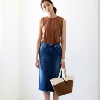 アズールバイマウジー(AZUL by moussy)のAZUL by moussy カットオフストレッチデニムミディSK(ロングスカート)