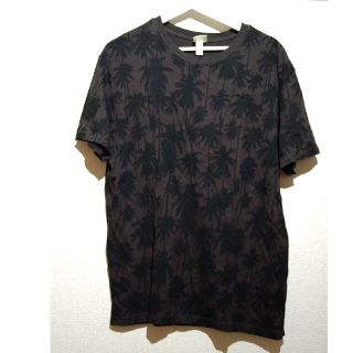 エイチアンドエム(H&M)のH&M　Tシャツ　ブラウン　M　ヤシの木(Tシャツ/カットソー(半袖/袖なし))