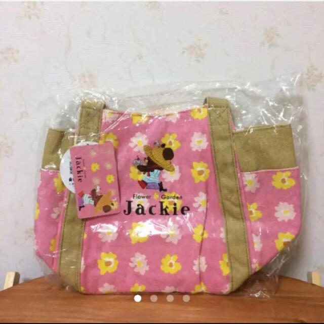 くまのがっこう ジャッキー ハンドバッグ　トート　新品タグ付き ピンク花柄　刺繍