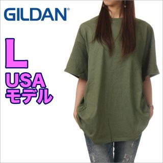 ギルタン(GILDAN)の【新品】ギルダン 半袖 Tシャツ L カーキ 深緑 無地 レディース(Tシャツ(半袖/袖なし))