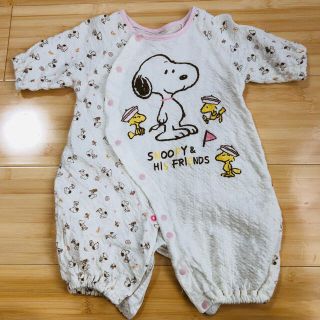 スヌーピー(SNOOPY)の【ちー様専用】SNOOPY カバーオール ロンパース 女の子 50cm〜60cm(カバーオール)