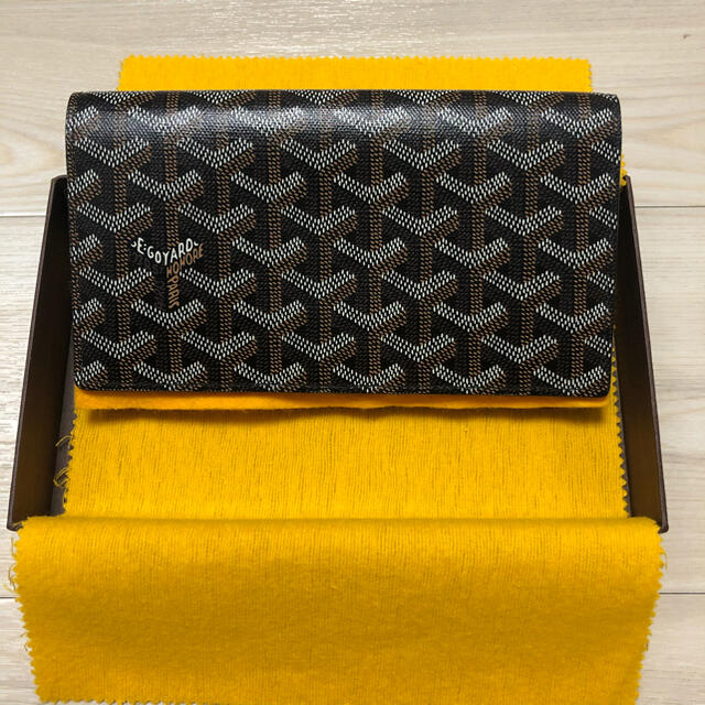 Aランク ゴヤール マティニョンジップGM 財布 ヘリンボーン GOYARD 黒 レディース ブラック レザー