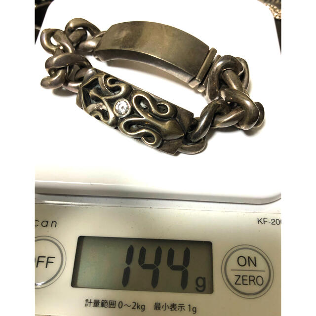 特注　144gシルバーダイヤモンド入りブレスレット メンズのアクセサリー(ブレスレット)の商品写真