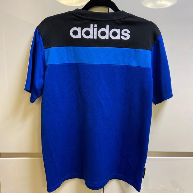 adidas(アディダス)の美品☆アディダス3本ラインブルーTシャツ160 キッズ/ベビー/マタニティのキッズ服男の子用(90cm~)(Tシャツ/カットソー)の商品写真