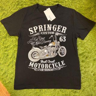 シマムラ(しまむら)の新品未使用バイク柄ブラックTシャツ160(Tシャツ/カットソー)