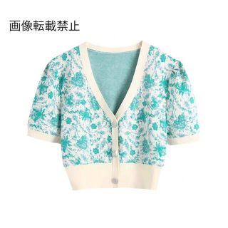 ZARA 花柄刺繍 半袖ニット カーディガン クリーム色 - メルカリ
