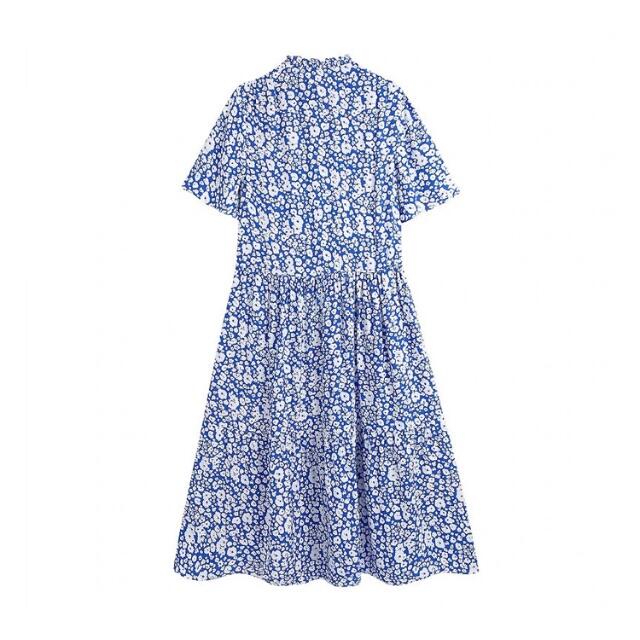 ZARA(ザラ)の🍀春新作🎏4183◆blue ブルー レトロ 花柄 ワンピース レディースのワンピース(ロングワンピース/マキシワンピース)の商品写真