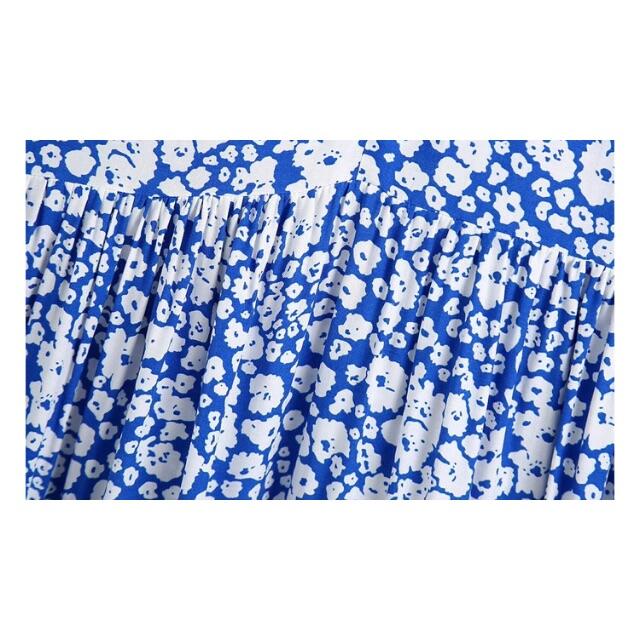 ZARA(ザラ)の🍀春新作🎏4183◆blue ブルー レトロ 花柄 ワンピース レディースのワンピース(ロングワンピース/マキシワンピース)の商品写真