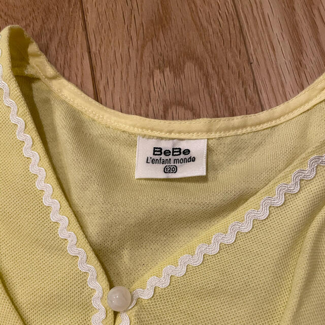 BeBe(ベベ)の美品　BeBe べべ　日本製　カーディガン　黄色　120 キッズ/ベビー/マタニティのキッズ服女の子用(90cm~)(カーディガン)の商品写真