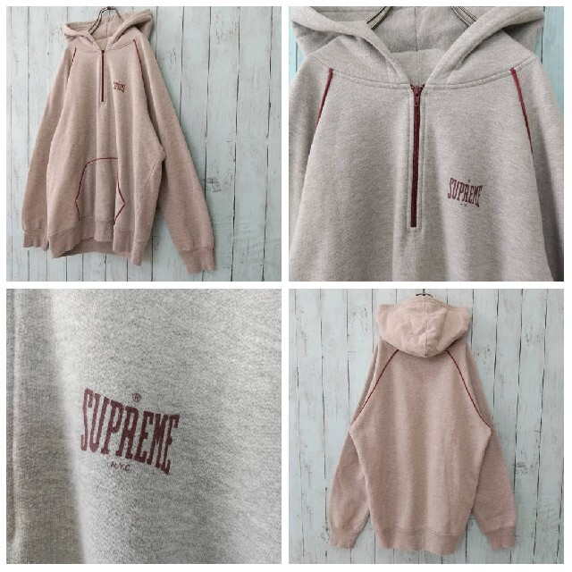 【人気商品】Supreme シュプリーム ハーフジップパーカー グレー 男子