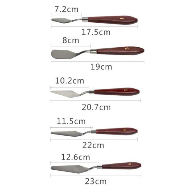 ペインティングナイフ　5組　油絵　パレット スクレーパー ステンレス　スパチュラ エンタメ/ホビーのアート用品(絵筆)の商品写真