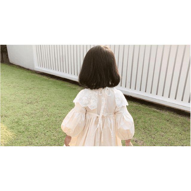 【Girls' 】レース襟バルーンワンピース　９０ キッズ/ベビー/マタニティのキッズ服女の子用(90cm~)(ワンピース)の商品写真