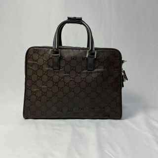 グッチ(Gucci)のグッチGUCCIレザーGG柄ナイロンビジネストートバック(ビジネスバッグ)