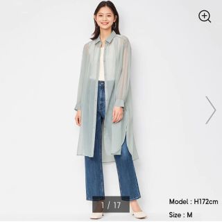 ユニクロ(UNIQLO)のシアーシャツワンピース（長袖）(ロングワンピース/マキシワンピース)