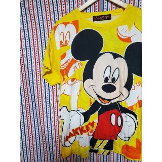 ディズニー(Disney)のMICEY&PALS ミッキー イエロー 黄色 総柄 Tシャツ(Tシャツ(半袖/袖なし))