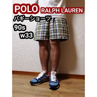 ポロラルフローレン(POLO RALPH LAUREN)の90年代 90s ラルフローレン バギーショーツ ハーフパンツ チェック柄w33(ショートパンツ)