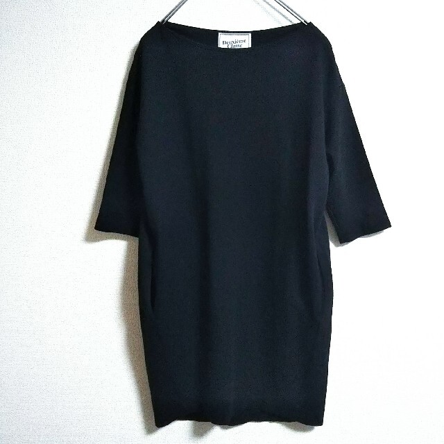 美品 DEUXIEME CLASSE ボートネック ワンピース 黒ワンピース