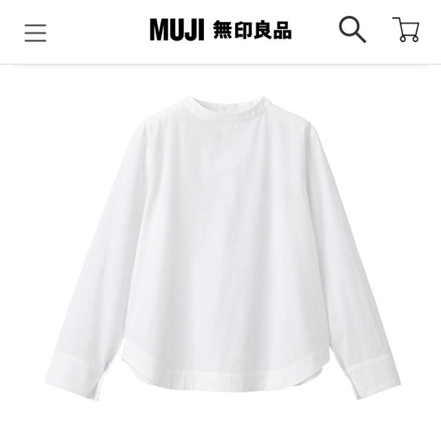 MUJI (無印良品)(ムジルシリョウヒン)の洗いざらしブロードブラウス 婦人Ｌ・白 レディースのトップス(シャツ/ブラウス(長袖/七分))の商品写真