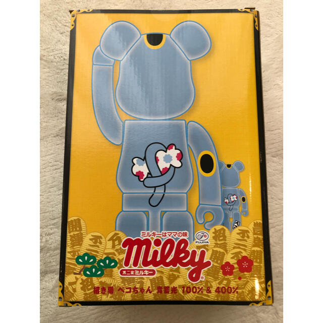 BE@RBRICK 招き猫 ペコちゃん 青蓄光 100％ ＆ 400％ 1