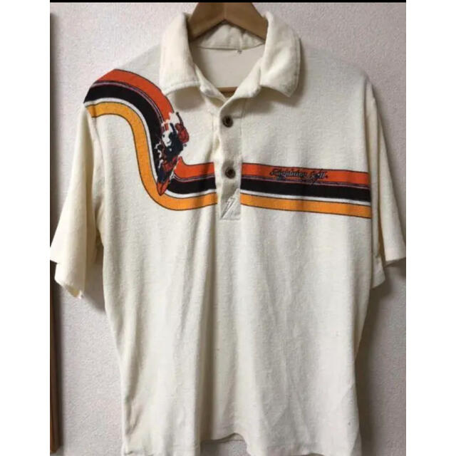 70s～80s ライトニングボルト　パイルポロシャツ　オールドサーフ