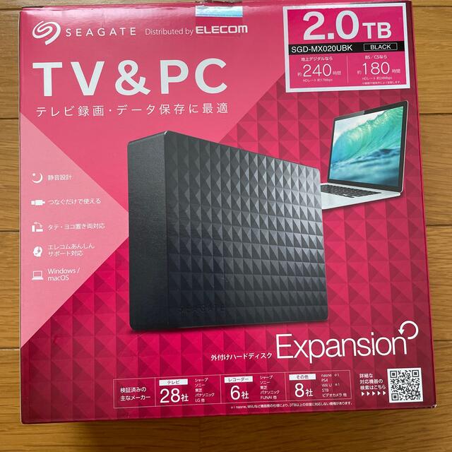 ELECOM(エレコム)のELECOM SEAGATE 外付けハードディスク2.0TB スマホ/家電/カメラのテレビ/映像機器(DVDレコーダー)の商品写真