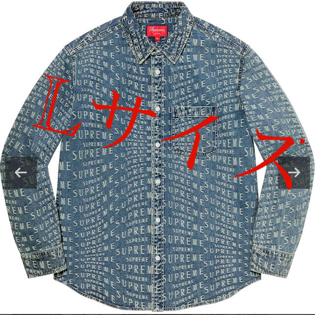 supreme warp jacquard logos denim shirt 競売 www