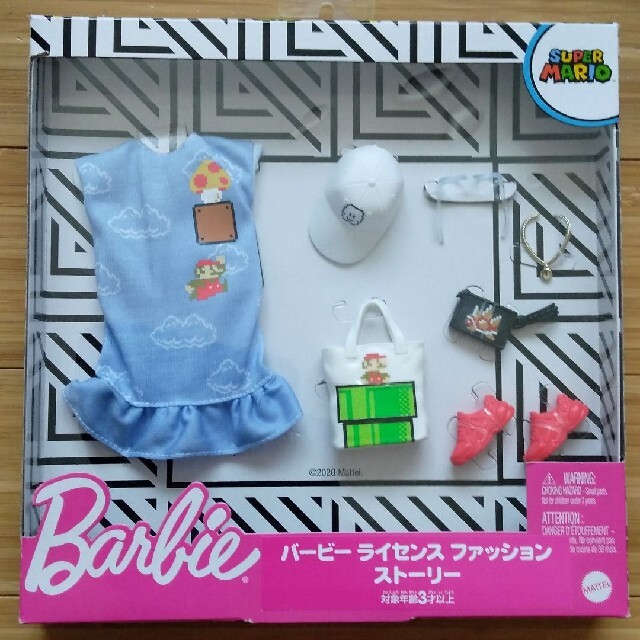 Barbie(バービー)の新品！バービー　マリオ　ワンピセット エンタメ/ホビーのおもちゃ/ぬいぐるみ(キャラクターグッズ)の商品写真