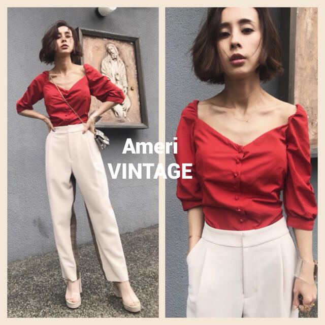 Ameri VINTAGE(アメリヴィンテージ)のAMERI DIANTHUS DECOLLETE BLOUSE レディースのトップス(シャツ/ブラウス(半袖/袖なし))の商品写真