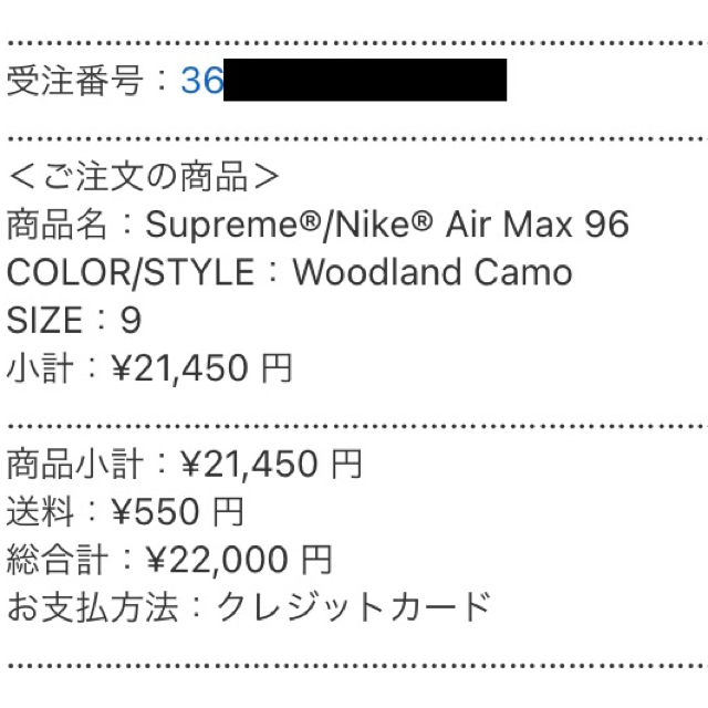 Supreme Nike Air Max 96 Camo 迷彩 US9 27cm