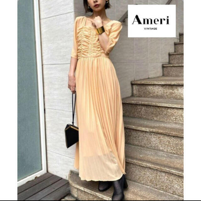 【AMERI Vintage】CHIFFON PLEATS DRESS