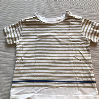 ムジルシリョウヒン(MUJI (無印良品))の無印良品　100センチ　tシャツ　ストライプ　ベージュ(Tシャツ/カットソー)