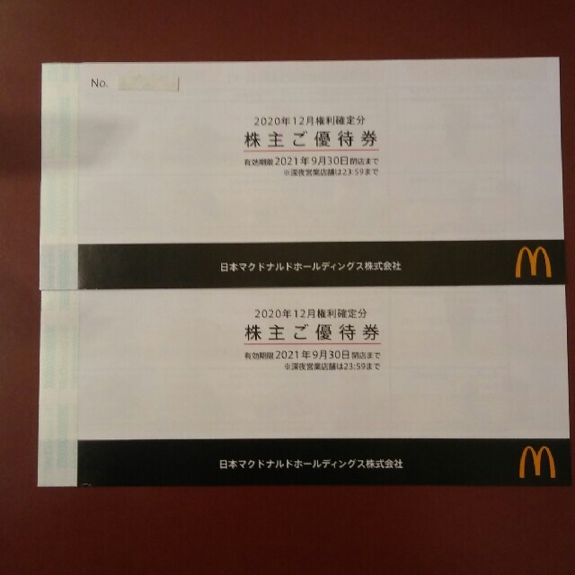 マクドナルド(マクドナルド)の9000円→7920円✨マクドナルド株主優待券12シート分✨No.1 チケットの優待券/割引券(フード/ドリンク券)の商品写真