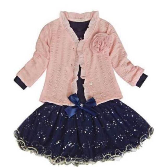 新品♡100♡ガーリー♡フォーマル4点セット♡ キッズ/ベビー/マタニティのキッズ服女の子用(90cm~)(ドレス/フォーマル)の商品写真