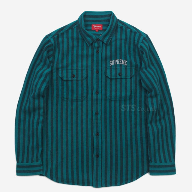 supreme stripe heavyweight flannel shirttealサイズ