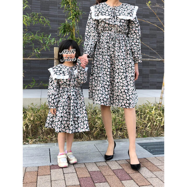 SALE 新品　未使用　2点セット　親子　リンク　小花柄　ワンピース　 キッズ/ベビー/マタニティのキッズ服女の子用(90cm~)(ワンピース)の商品写真