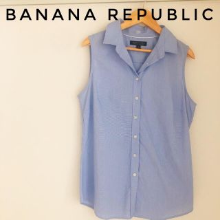 バナナリパブリック(Banana Republic)のバナナリパブリック ノースリーブ シャツ ブルー(シャツ/ブラウス(半袖/袖なし))