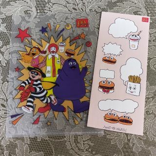 マクドナルド(マクドナルド)の【ヴィンテージ】★✩マクドナルド✩★ ノベルティ ミニ クリアファイル＆シール(クリアファイル)