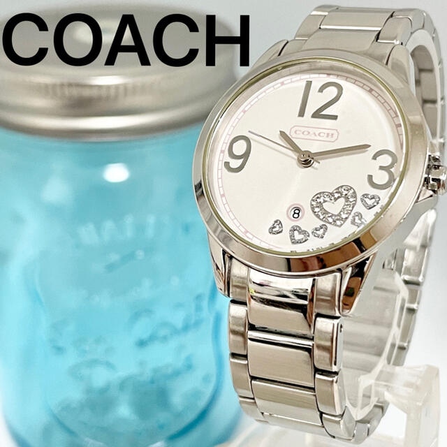 230 COACH コーチ時計 レディース腕時計 ピンク 美品 デイト ハート
