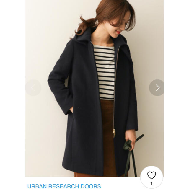 URBAN RESEARCH DOORS(アーバンリサーチドアーズ)のurban research doors ウールフードコート　ネイビー レディースのジャケット/アウター(ロングコート)の商品写真