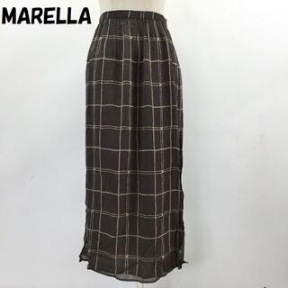 マックスマーラ(Max Mara)のマレーラ イタリア製 チェック柄 ロングスカート サイドスリット 裏地あり 42(ロングスカート)