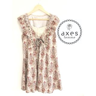 アクシーズファム(axes femme)の【人気 春服】❤axes femme❤ ワンピース ひざ丈 花柄 ノースリーブ(ひざ丈スカート)