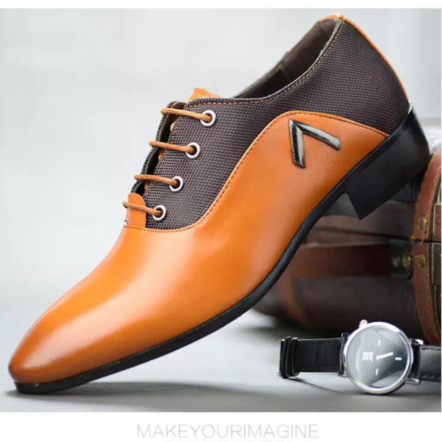 ビジネスシューズ 革靴 オレンジ メンズの靴/シューズ(ドレス/ビジネス)の商品写真
