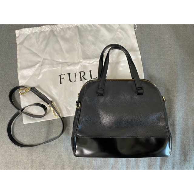 美品＊FURLA ディヴィーナ2wayレザーショルダーバッグ ブラック黒 1