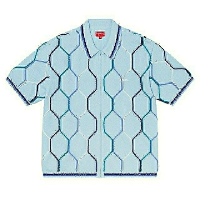 Supreme Hex Zip Up Polo L Blue