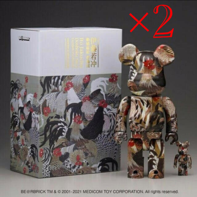 MEDICOM TOY(メディコムトイ)のBE@RBRICK 伊藤若冲「群鶏図」 100% ＆ 400% 2セット エンタメ/ホビーのフィギュア(その他)の商品写真