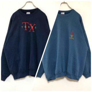 ヘインズ(Hanes)の90-00s Hanes 刺繍 スウェット トレーナー テキサス アメリカ古着(スウェット)