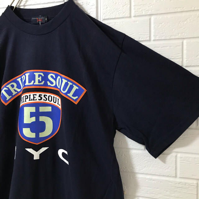 555SOUL(トリプルファイブソウル)の☆タグ付き未使用☆ トリプルファイブソウル Ｔシャツ ネイビー 3段ロゴ メンズのトップス(Tシャツ/カットソー(半袖/袖なし))の商品写真