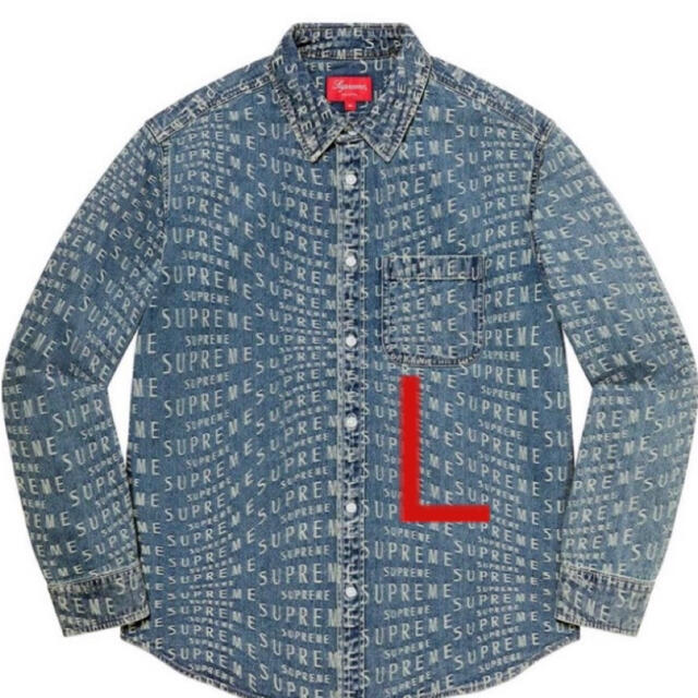 supreme Warp Jacquard Logos DenimShirt L